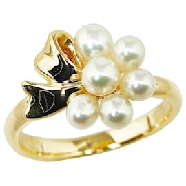 Mikimoto-MIKIMOTO K18YG Yellow Gold Akoya Pearl Ring in Excellent Condition-Golden