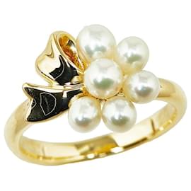 Mikimoto-Mikimoto 18k Gold Pearl Cluster Ring  Metal Ring in Excellent condition-Golden