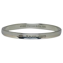 Tiffany & Co-Tiffany & Co Classic 1837 Narrow Bangle Metal Bracelet in Excellent condition-Silvery