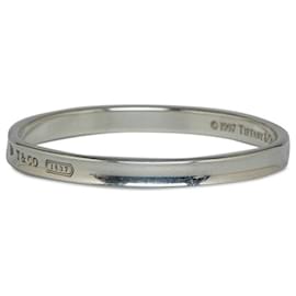 Tiffany & Co-Tiffany & Co Classic 1837 Narrow Bangle Metal Bracelet in Excellent condition-Silvery
