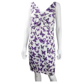 Robe Versace en soie imprimé papillon violet Multicolore