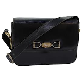 Céline-CELINE Shoulder Bag Leather Black Auth 76080-Black