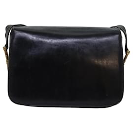 Céline-Sac à épaule CELINE en cuir noir Auth 76080-Noir