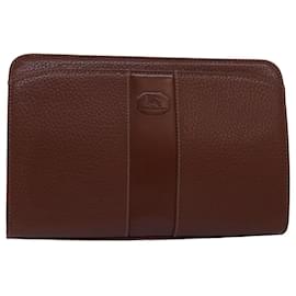 Autre Marque-Burberrys Clutch Bag Leather Brown Auth bs15138-Brown