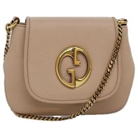 Gucci-GUCCI Chain Shoulder Bag Leather Beige 251821 Auth am6326-Beige