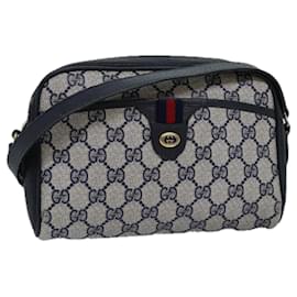 Gucci-GUCCI GG Supreme Sherry Line Shoulder Bag PVC Navy Red 116 02 089 Auth ep4504-Red,Navy blue