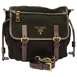 Prada-PRADA Shoulder Bag Nylon Khaki Auth 76195-Khaki