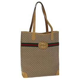 Gucci-GUCCI Micro GG Supreme Web Sherry Line Tote Bag Beige 002 904 0131 Auth ep4464-Beige