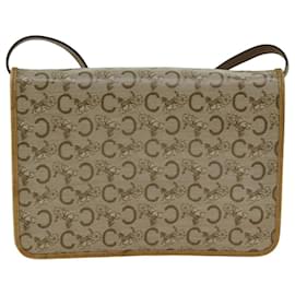 Céline-CELINE C Macadam Canvas Shoulder Bag Beige Auth 74866-Beige