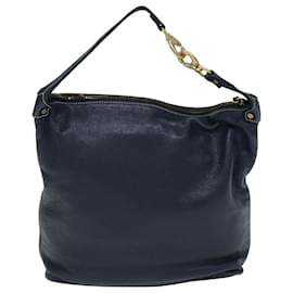 Céline-CELINE Shoulder Bag Leather Navy Auth 77511-Navy blue
