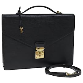 Louis Vuitton-LOUIS VUITTON Epi Porte Documents Bandouliere Briefcase Black M54467 Auth th4967-Black
