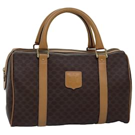 Céline-CELINE Macadam Canvas Hand Bag PVC Leather Brown Auth 74884-Brown