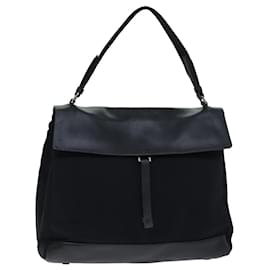Prada-PRADA Hand Bag Canvas Leather Black Auth 74888-Black