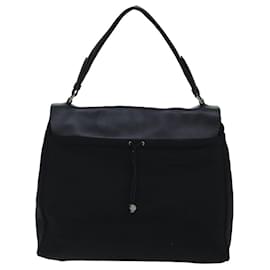 Prada-PRADA Hand Bag Canvas Leather Black Auth 74888-Black