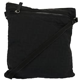 Fendi-FENDI Zucca Canvas Shoulder Bag Black Auth hk1299-Black