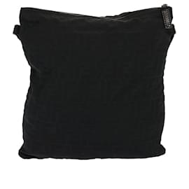 Fendi-FENDI Zucca Canvas Shoulder Bag Black Auth hk1299-Black