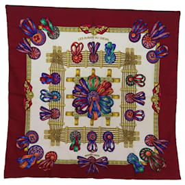 Hermès-HERMES Carre 90 Scarf ""LES RUBANS DU CHEVAL"" Silk Red Auth bs14454-Red