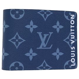 LOUIS VUITTON Monogram Portafoglio Slender Billfold Blu M82798 LV Auth 77435S Blu Monogramma