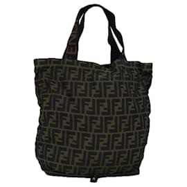 Fendi-Sac fourre-tout en toile Zucca FENDI noir et marron Auth ep4488-Marron,Noir