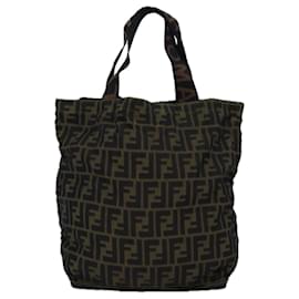 Fendi-Sac fourre-tout en toile Zucca FENDI noir et marron Auth ep4488-Marron,Noir