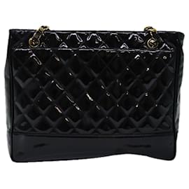 Chanel-CHANEL Matelasse Chain Shoulder Bag Enamel Black CC Auth yk12927-Black