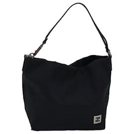 Fendi-FENDI Zucchino Canvas Hand Bag Black Auth ep4476-Black