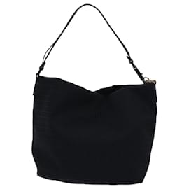 Fendi-FENDI Zucchino Canvas Hand Bag Black Auth ep4476-Black