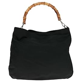 Gucci-GUCCI Bamboo Shoulder Bag Nylon Black 001 2123 1577 Auth ep4491-Black