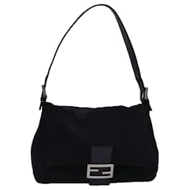 Fendi-FENDI Mamma Baguette Shoulder Bag Nylon Black Auth ep4266-Black