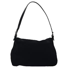 Fendi-FENDI Mamma Baguette Shoulder Bag Nylon Black Auth ep4266-Black
