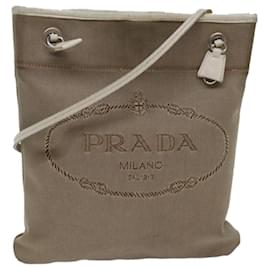 Prada-PRADA Shoulder Bag Canvas Beige Auth 77502-Beige