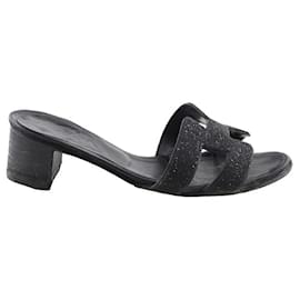 Hermès-Leather sandals-Black