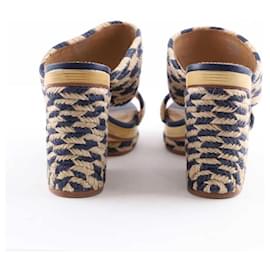 Tory Burch-Mules en cuir-Bleu