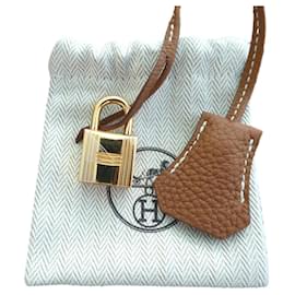 Hermès-bell, pull tab and new hermès togo leather gold kelly birkin lock-Camel