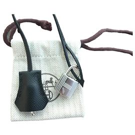 bell, pull tab, and black Hermès leather padlock for Kelly or Birkin Black
