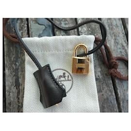 Hermès-bell, pull tab, new Hermès padlock for Kelly or Birkin handbag-Brown,Dark brown