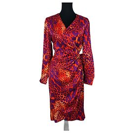 Robe tachetée y2k Salvatore Ferragamo, robe en soie Orange Violet foncé