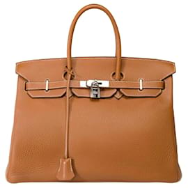 Hermès-HERMES Birkin 35 Bag in Golden Leather - 101996-Golden
