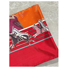 Hermès-HERMES Silk handkerchief T. Silk-Red