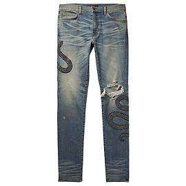 Jeans rotti in serpente glitter per uomo Amiri Blu