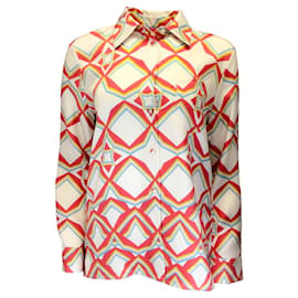 Autre Marque-La DoubleJ Ivory Multi Diamonds Print Silk Twill Boy Shirt-Multiple colors