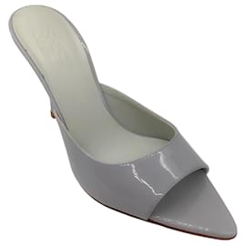 Autre Marque-Gia Borghini Grey Patent Leather Slide Sandals-Grey