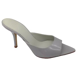 Autre Marque-Gia Borghini Grey Patent Leather Slide Sandals-Grey