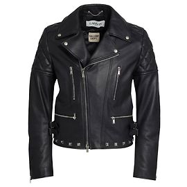 Jaqueta de motociclista de couro acolchoada impressa preta com studs Lanvin x Gallery Dept. Preto