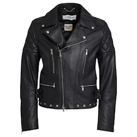 Lanvin-Lanvin x Gallery Dept. Black Studded Quilted Printed Leather Biker Jacket-Black