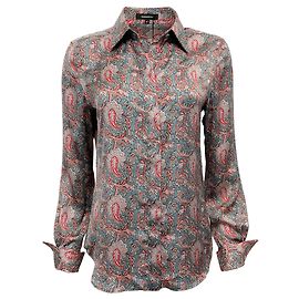 Barbara Bui Blue / Red Paisley Print Blouse Blue