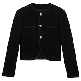 Céline-Celine Black Chausseur Braided Boucle Tweed Jacket-Black