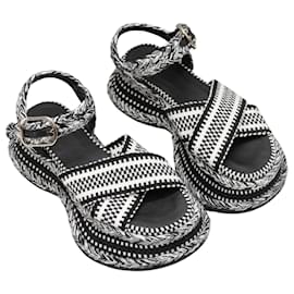 Chloé-Black & White Chloe Woven Platform Sandals Size 35-Black