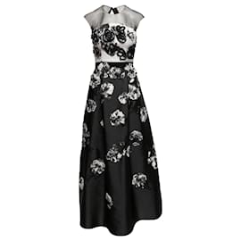 Autre Marque-Black & White Sachin & Babi Noir Floral Applique Evening Dress Size US XS-Black