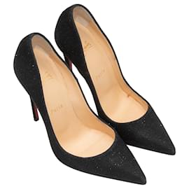 Christian Louboutin-Black Christian Louboutin Glitter So Kate Pointed-Toe Pumps Size 37.5-Black